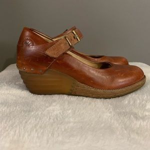 Dr Martens Docs 39 8 Drew Brown Leather Mary Jane Platform Wedge Strap Buckle